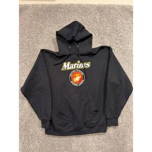 Marines US United States Corps Graphic Hoodie Mens Large Black Sweatshirt